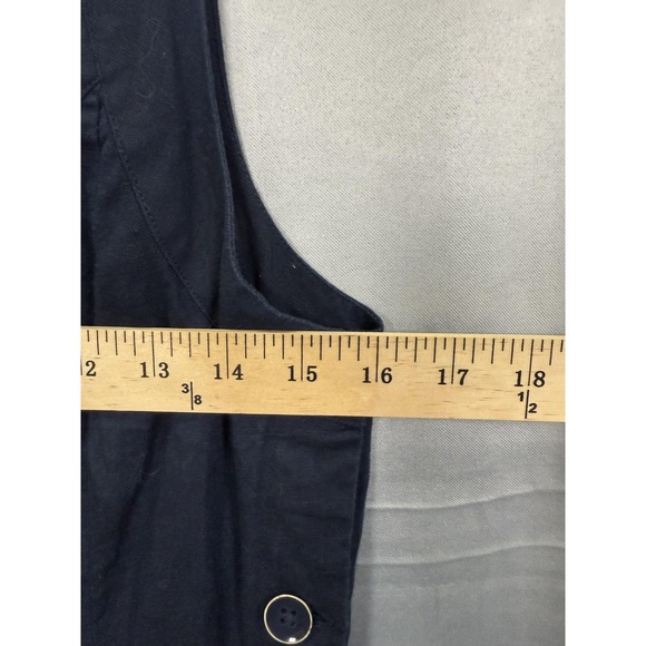 Tommy Hilfiger Dress Womens 6 Navy Blue Linen Blend Sleeveless Button Pockets - Picture 9 of 11